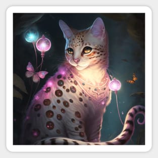 Magical Silver Bengal Cat Sticker